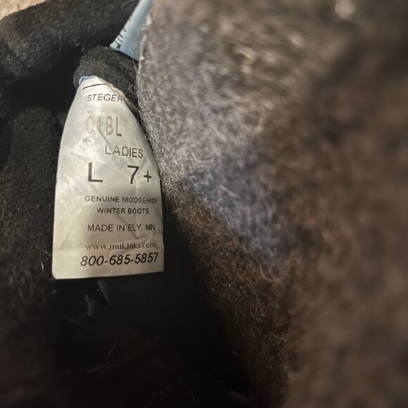 Steger Mukluks Boots Genuine Moosehide Leather Black Made in USA Womens 7 - Picture 7 of 7